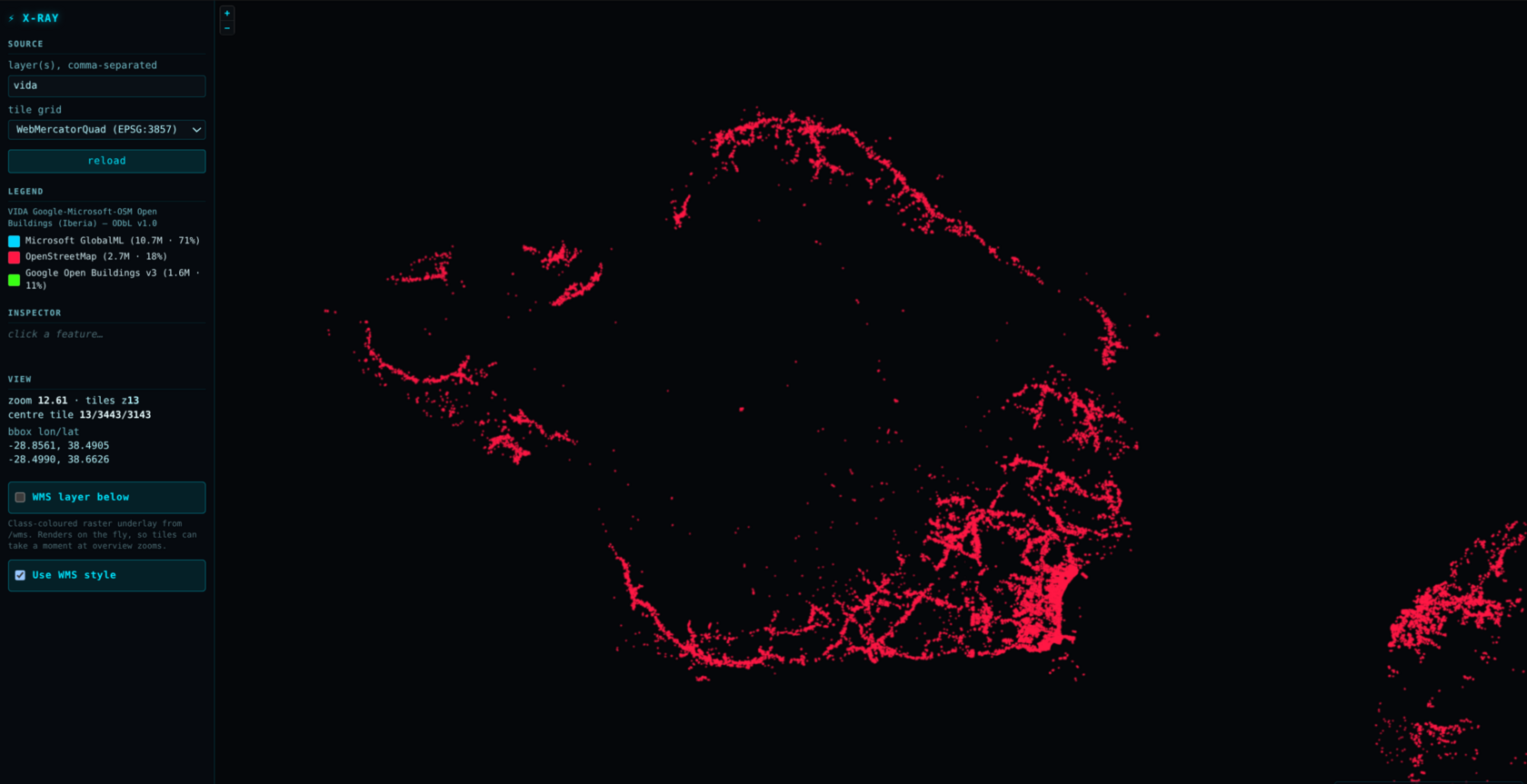 14.9 million Iberia buildings in the X-ray viewer